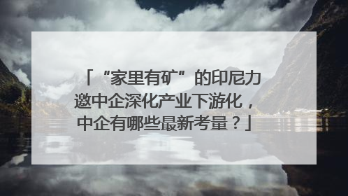 “家里有矿”的印尼力邀中企深化产业下游化，中企有哪些最新考量？