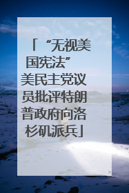 “无视美国宪法” 美民主党议员批评特朗普政府向洛杉矶派兵