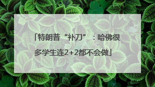 特朗普“补刀”：哈佛很多学生连2+2都不会做