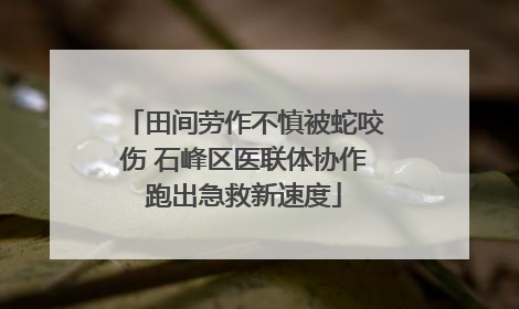 田间劳作不慎被蛇咬伤 石峰区医联体协作跑出急救新速度