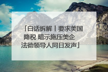 白话拆解丨要求美国降税 暗示施压美企 法德领导人同日发声