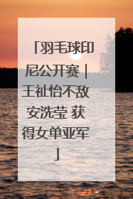羽毛球印尼公开赛｜王祉怡不敌安洗莹 获得女单亚军