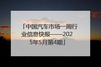 中国汽车市场一周行业信息快报——2025年5月第4期