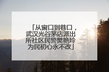 从窗口到巷口，武汉光谷茅店派出所社区民警樊艳玲为民初心永不改