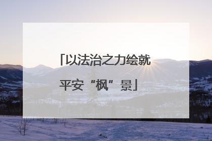以法治之力绘就平安“枫”景