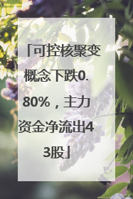 可控核聚变概念下跌0.80%，主力资金净流出43股