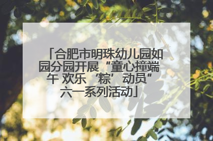 合肥市明珠幼儿园如园分园开展“童心撞端午 欢乐‘粽’动员”六一系列活动