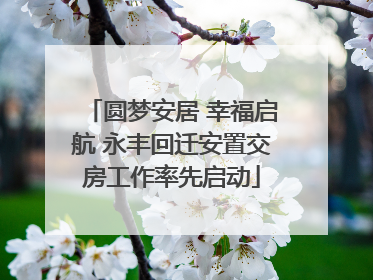 圆梦安居 幸福启航 永丰回迁安置交房工作率先启动