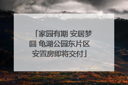 家园有期 安居梦圆 龟湖公园东片区安置房即将交付