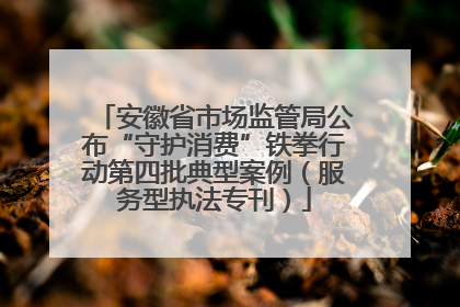 安徽省市场监管局公布“守护消费”铁拳行动第四批典型案例（服务型执法专刊）