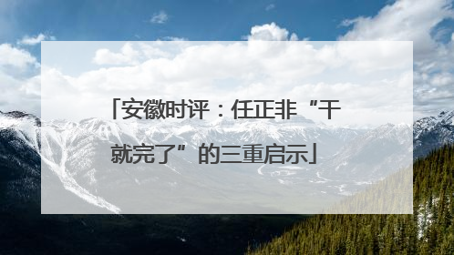 安徽时评：任正非“干就完了”的三重启示