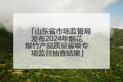 山东省市场监管局发布2024年烟花爆竹产品质量省级专项监督抽查结果