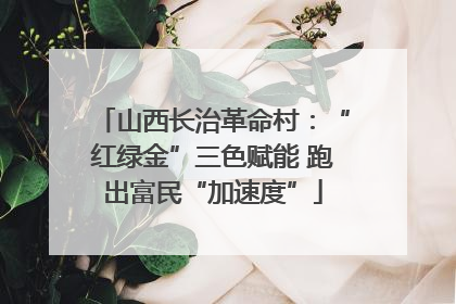 山西长治革命村：“红绿金”三色赋能 跑出富民“加速度”