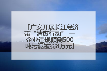 广安开展长江经济带“清废行动” 一企业违规倾倒500吨污泥被罚8万元