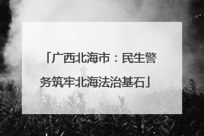 广西北海市：民生警务筑牢北海法治基石