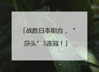 战胜日本组合，“莎头”3连冠！