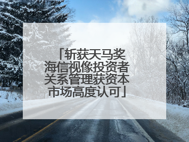 斩获天马奖 海信视像投资者关系管理获资本市场高度认可