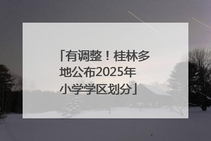 有调整！桂林多地公布2025年小学学区划分
