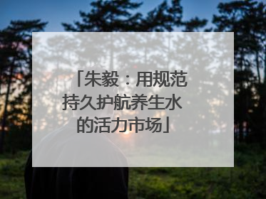朱毅：用规范持久护航养生水的活力市场