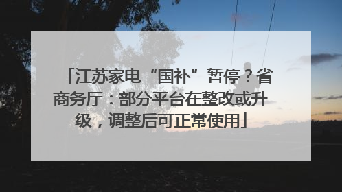 江苏家电“国补”暂停？省商务厅：部分平台在整改或升级，调整后可正常使用