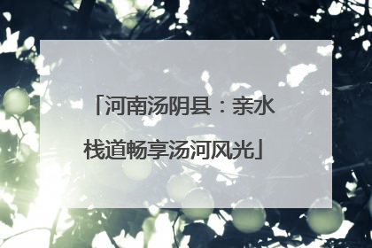 河南汤阴县：亲水栈道畅享汤河风光