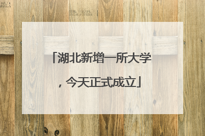 湖北新增一所大学，今天正式成立