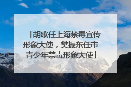 胡歌任上海禁毒宣传形象大使，樊振东任市青少年禁毒形象大使