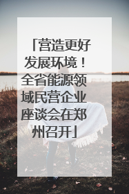 营造更好发展环境！全省能源领域民营企业座谈会在郑州召开
