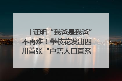 证明“我爸是我爸”不再难！攀枝花发出四川首张“户籍人口直系亲属关系谱”