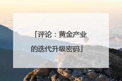 评论：黄金产业的迭代升级密码