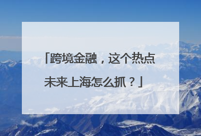 跨境金融，这个热点未来上海怎么抓？