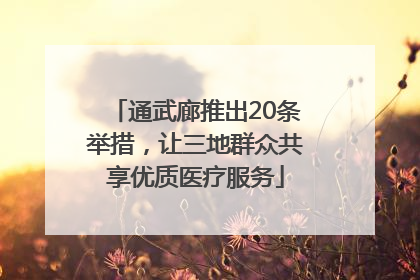 通武廊推出20条举措，让三地群众共享优质医疗服务
