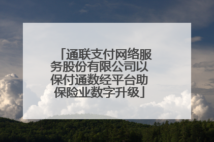 通联支付网络服务股份有限公司以保付通数经平台助保险业数字升级