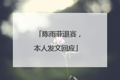 陈雨菲退赛，本人发文回应