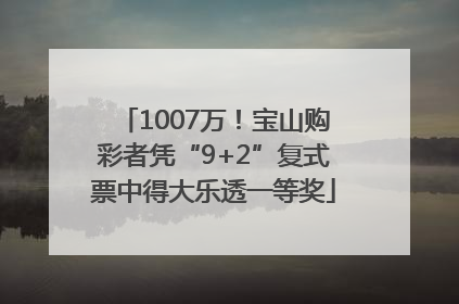 1007万！宝山购彩者凭“9+2”复式票中得大乐透一等奖