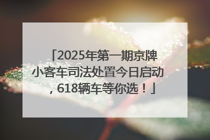 2025年第一期京牌小客车司法处置今日启动，618辆车等你选！